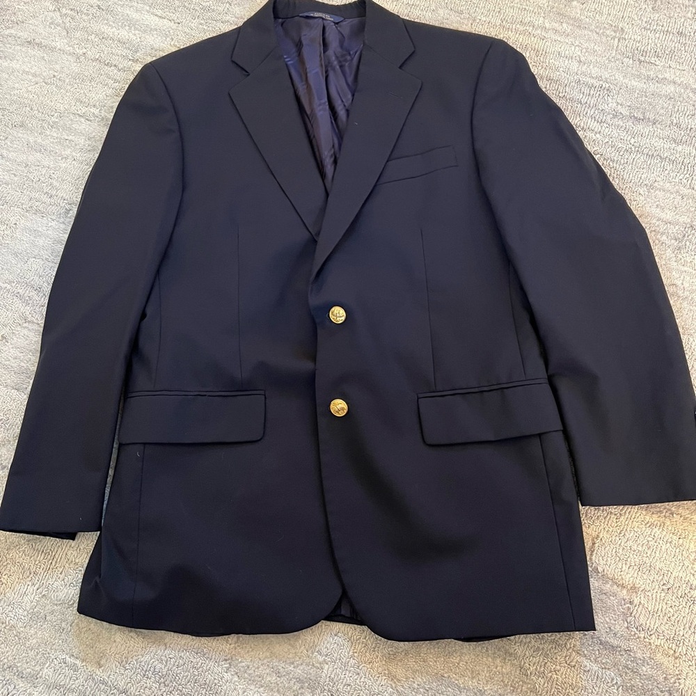 Brooks Brothers 1818 Madison Loro Piana 100%Wool  Gold Button Blazer 39S